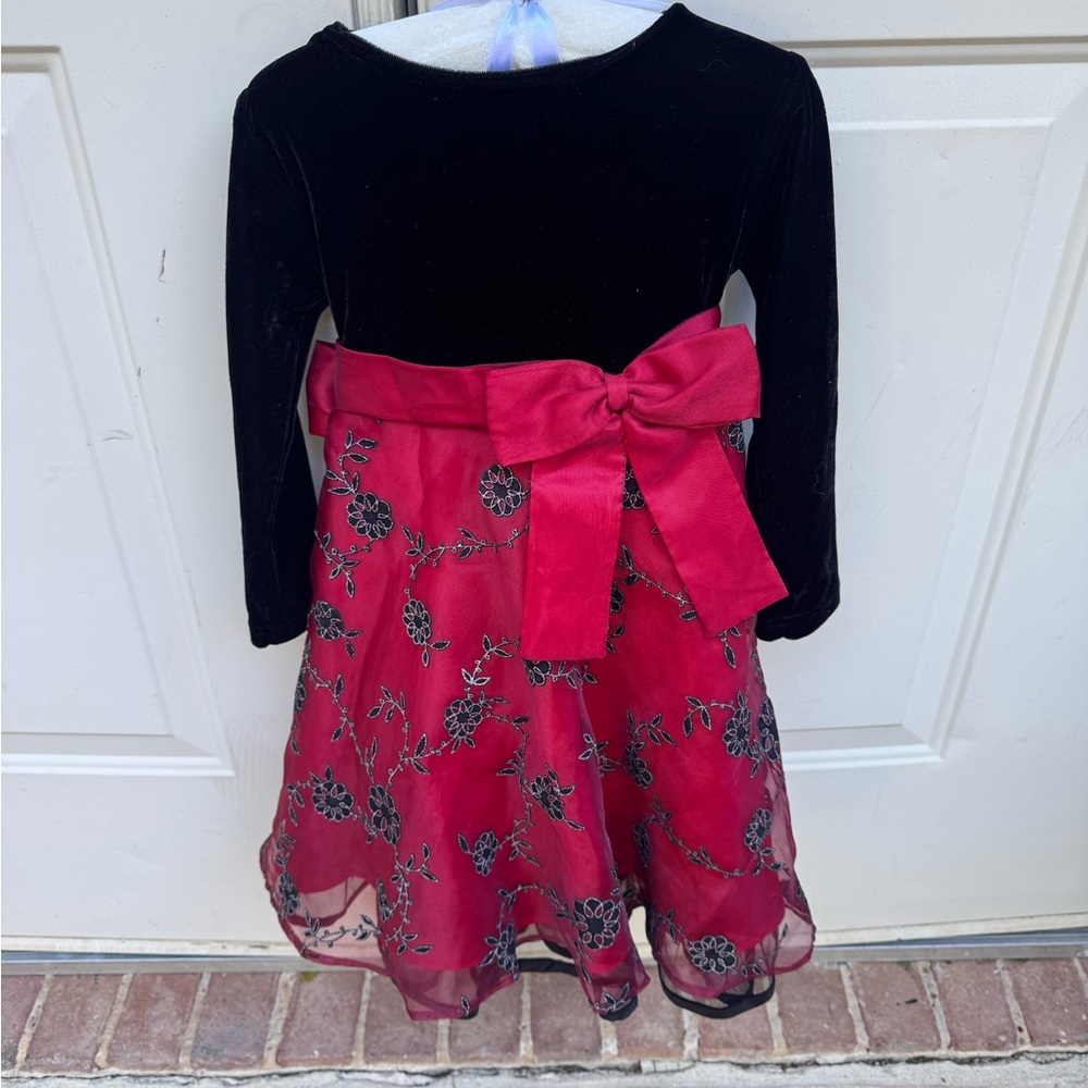 Blueberi Boulevard, Black & Red Floral, Long Sleeve, Dress, Size 4T